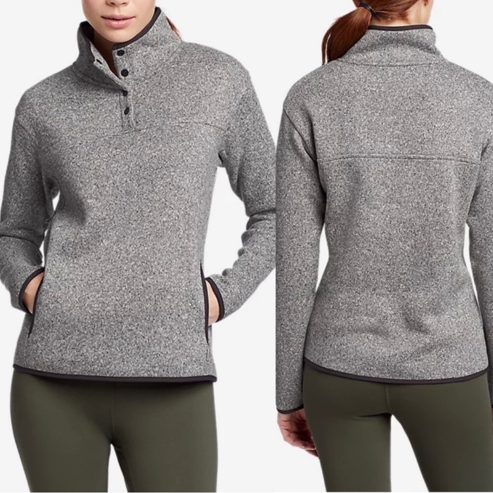 Eddie Bauer Gray Radiator Fleece 2.0 Snap
Mock Neck Zip Up Sweater Size XL